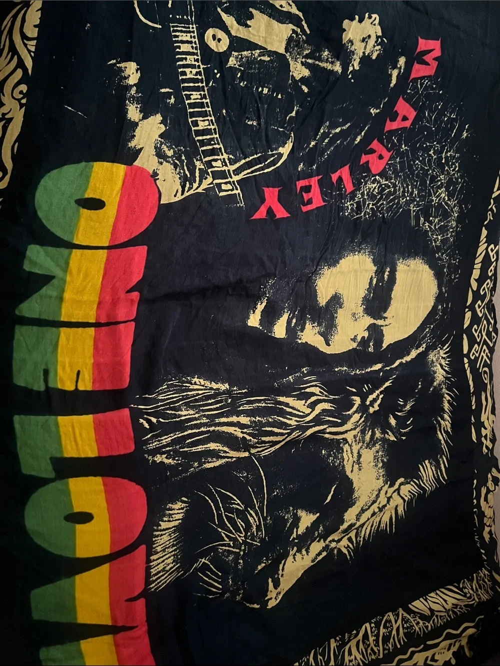 Bob Marley Graphic Tapestry with Rasta Text
